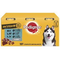 Pedigree Protein Plus Dog Tins Mixed Selection In Loaf 6Pk 400G