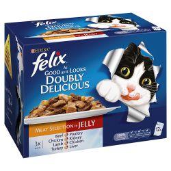 Felix As Good As It Looks Pouch Doubly Delicious Meat Selection in Jelly Multipack 100g