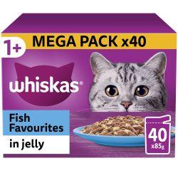 Whiskas 1+ Fish Favourites Adult Wet Cat Food Pouches In Jelly 40Pk 85G - Ormskirk Pets