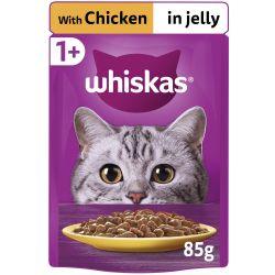 Whiskas 1+ Adult Wet Cat Food Pouches In Jelly With Chicken 28x85G - Ormskirk Pets