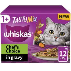 Whiskas 1+ Chef's Choice Mix Adult Wet Cat Food Pouches In Gravy 12Pk 85G - Ormskirk Pets