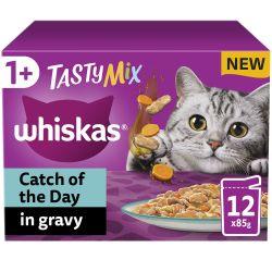 Whiskas 1+ Catch Of The Day Mix Adult Wet Cat Food Pouches In Gravy 12Pk 85G - Ormskirk Pets