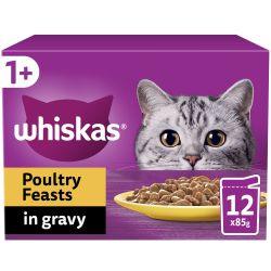 Whiskas 1+ Poultry Feasts Adult Wet Cat Food Pouches In Gravy 12Pk 85G - Ormskirk Pets