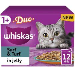 Whiskas 1+ Duo Surf And Turf Adult Wet Cat Food Pouches In Jelly 12Pk 85G - Ormskirk Pets