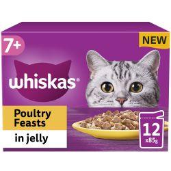 Whiskas 7+ Poultry Feasts Senior Wet Cat Food Pouches In Jelly 12Pk 85G - Ormskirk Pets