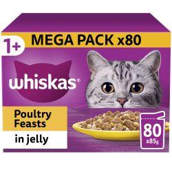 Whiskas 1+ Poultry Feasts Adult Wet Cat Food Pouches In Jelly 80Pk 85G - Ormskirk Pets