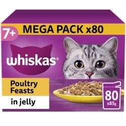 Whiskas 7+ Poultry Feasts Senior Wet Cat Food Pouches in Jelly 80pk, 85G - Ormskirk Pets