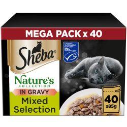 Sheba Natures Collection Cat Food Pouch Mixed Selection in Gravy 40pk, 85g - Ormskirk Pets