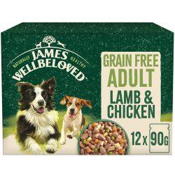 James Wellbeloved Grain Free Adult Wet Dog Food Lamb & Chicken Pouch 12 x 90g - Ormskirk Pets