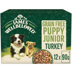 James Wellbeloved Grain Free Puppy Wet Dog Food Turkey Gravy Pouch 12 x 90g - Ormskirk Pets