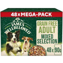 James Wellbeloved Grain Free Adult Wet Dog Food Variety Pack Pouch 48 x 90g - Ormskirk Pets