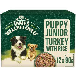 James Wellbeloved Puppy Wet Dog Food Turkey & Rice in Gravy Pouch 12 x 90g - Ormskirk Pets