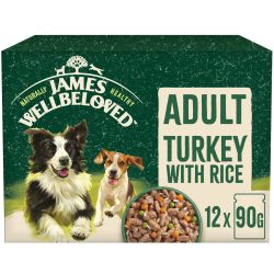 James Wellbeloved Adult Wet Dog Food Turkey & Rice Pouch 12 x 90g