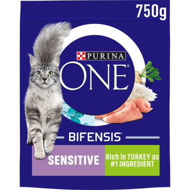 Purina One Sensitive Adult Dry Cat Food Turkey 750G