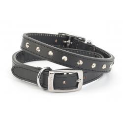 Ancol Leather Collar Studded Black 28-36cm size 3 - Ormskirk Pets