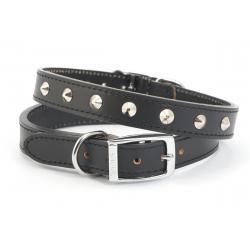 Ancol Leather Collar Studded Black 35-43cm size 4 - Ormskirk Pets