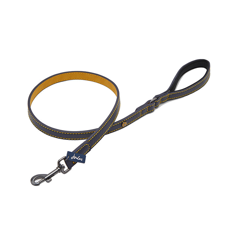 Joules Navy Leather Lead 108cm