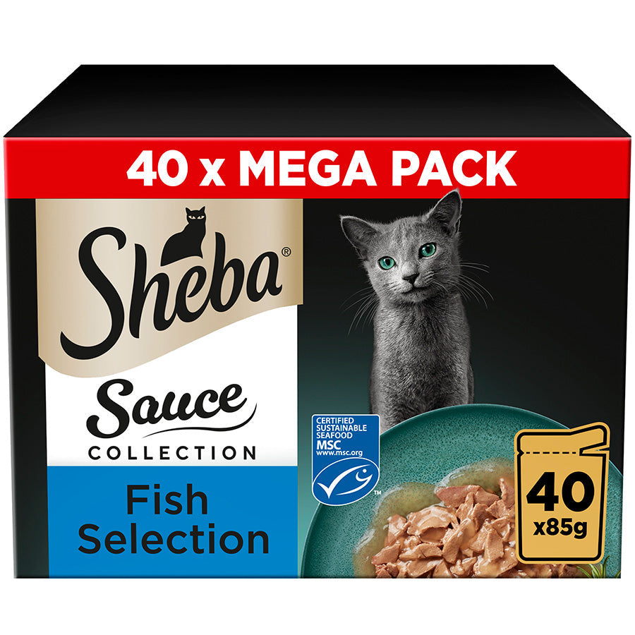 SHEBA Sauce Collection Adult Cat Food Fish Selection 40 Pack, 85G