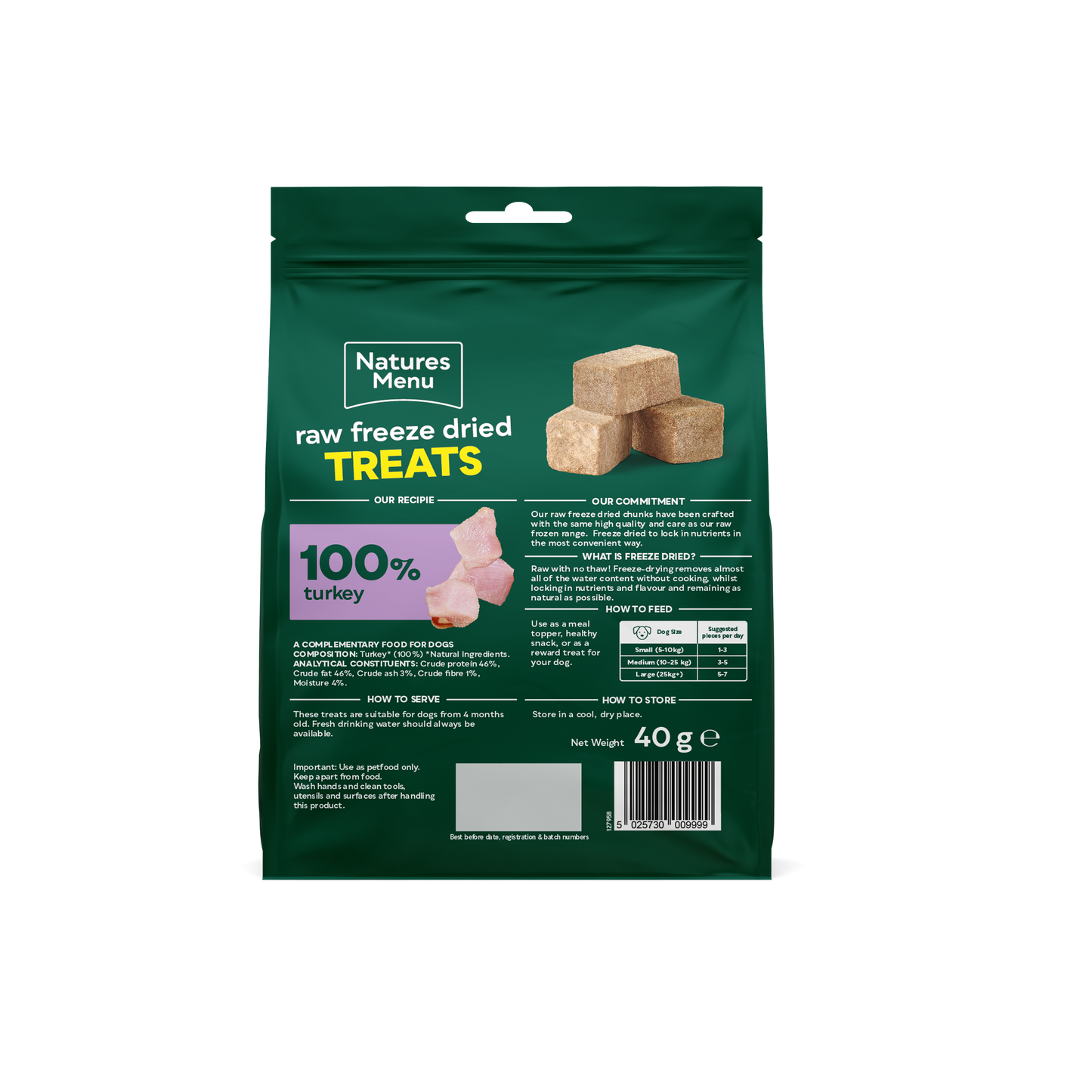 Natures Menu Freeze Dried Turkey Chunks 40g