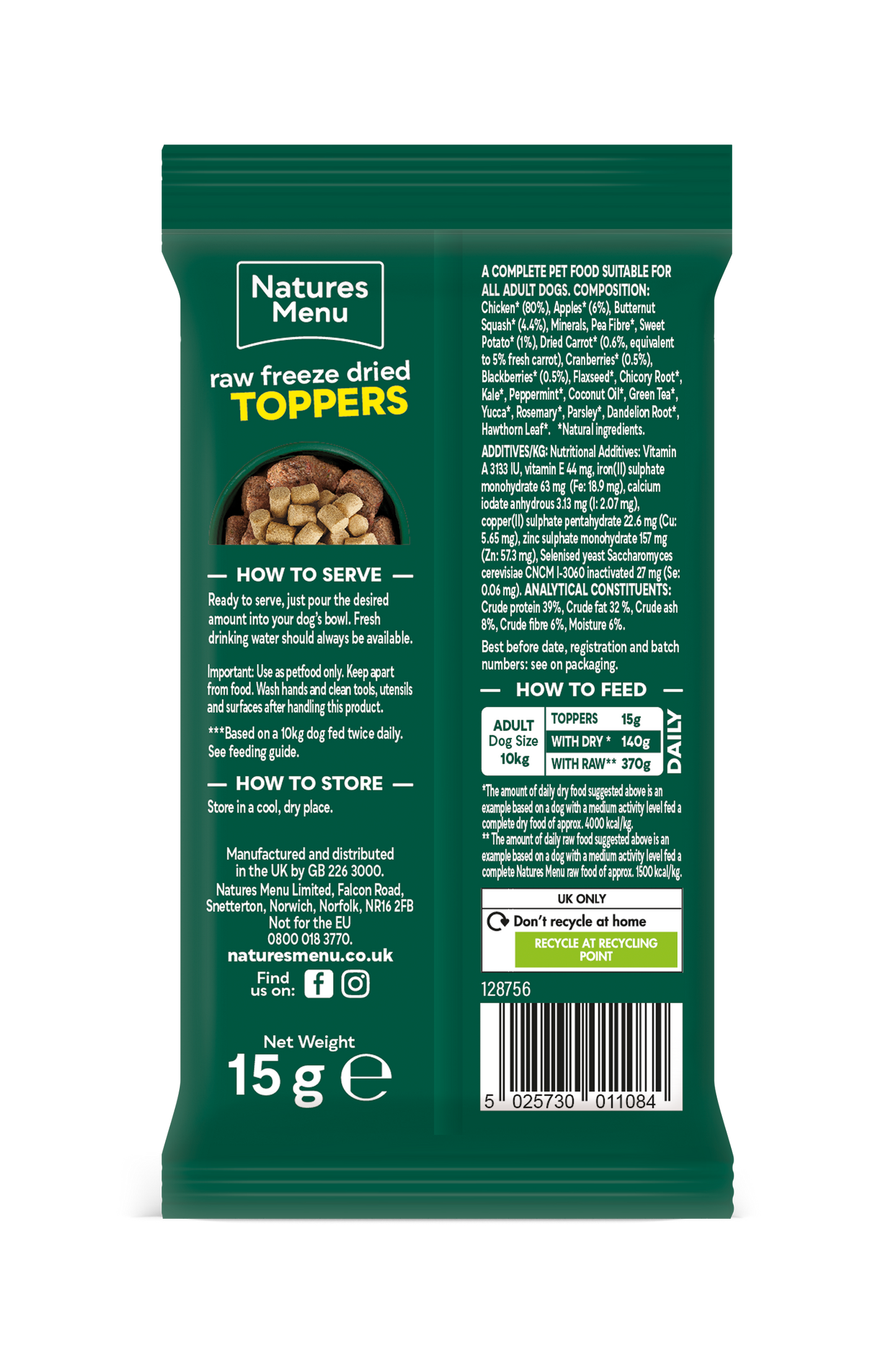 Natures Menu Freeze Dried Chicken Toppers 15g