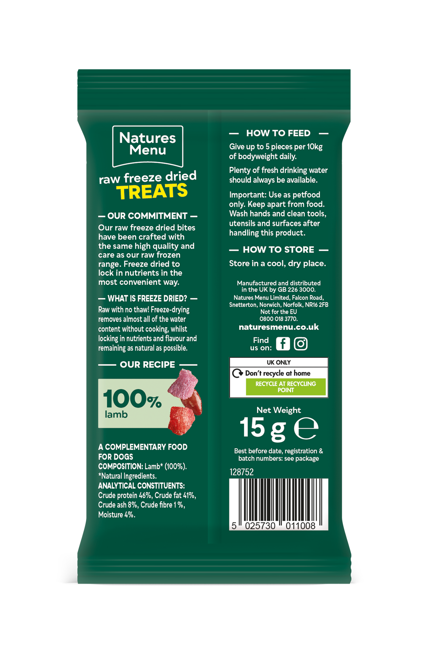 Natures Menu Freeze Dried Lamb Meat Bites 15g