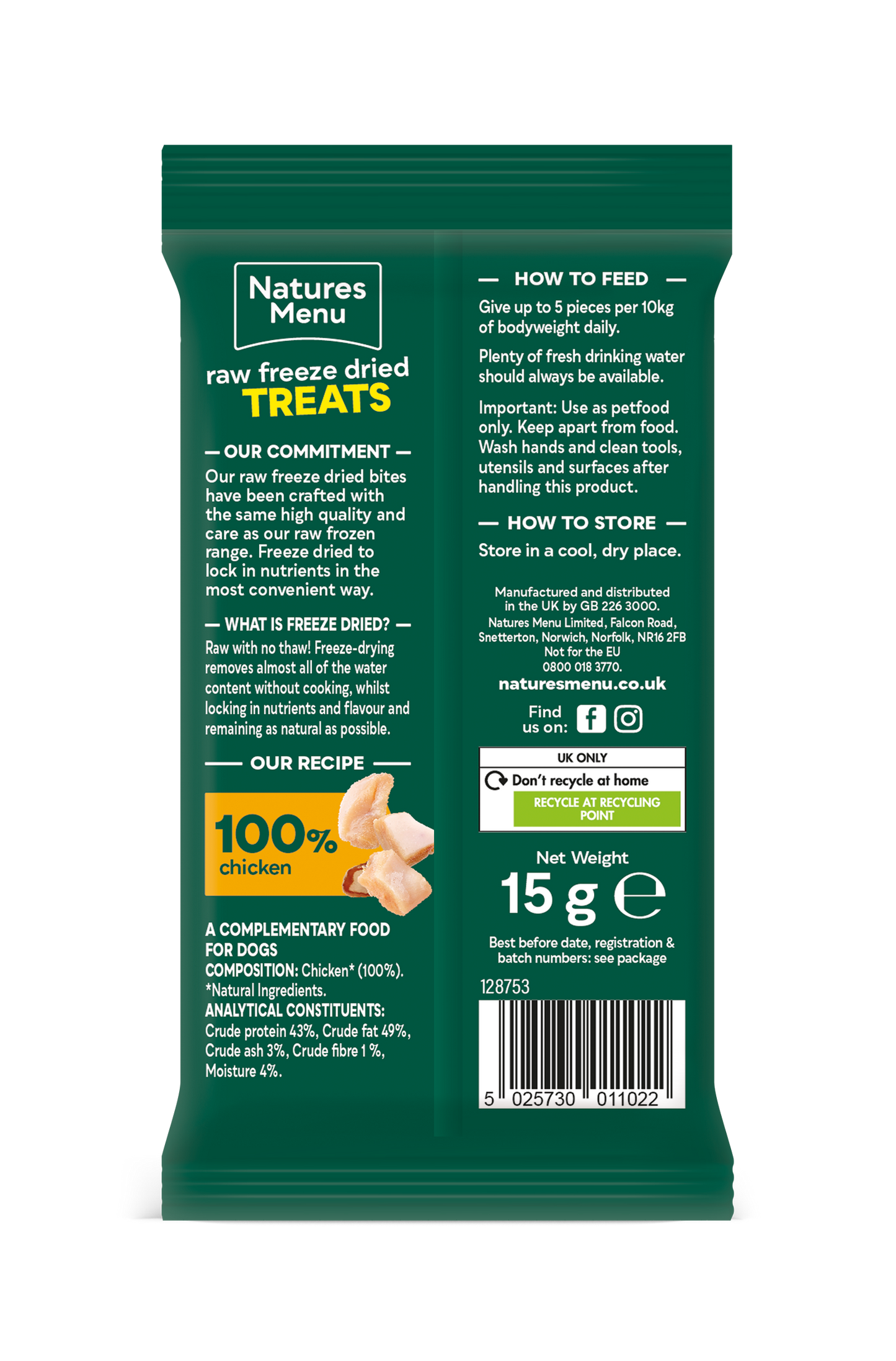 Natures Menu Freeze Dried Chicken Meat Bites 15g