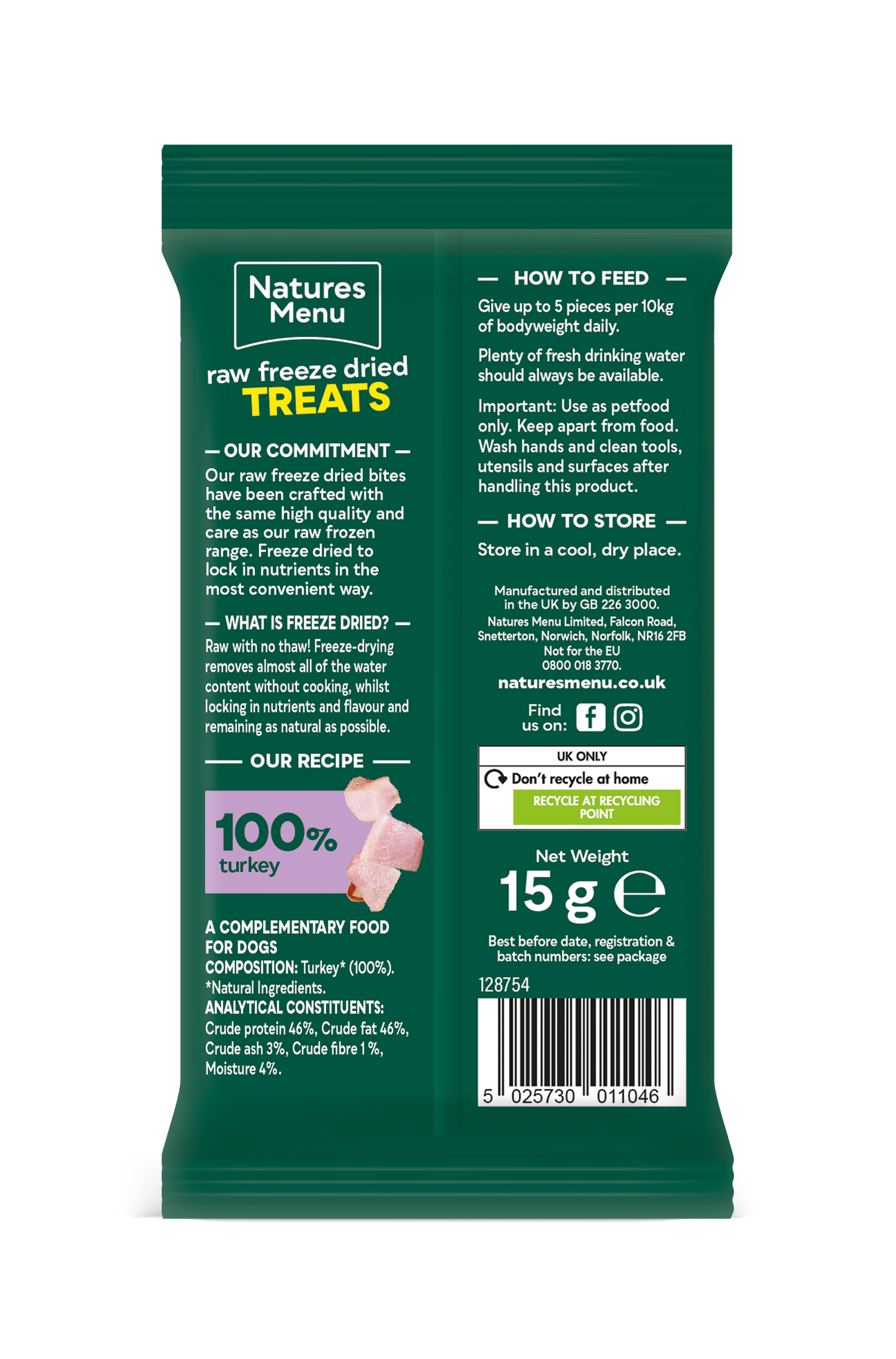 Natures Menu Freeze Dried Turkey Meat Bites 15g