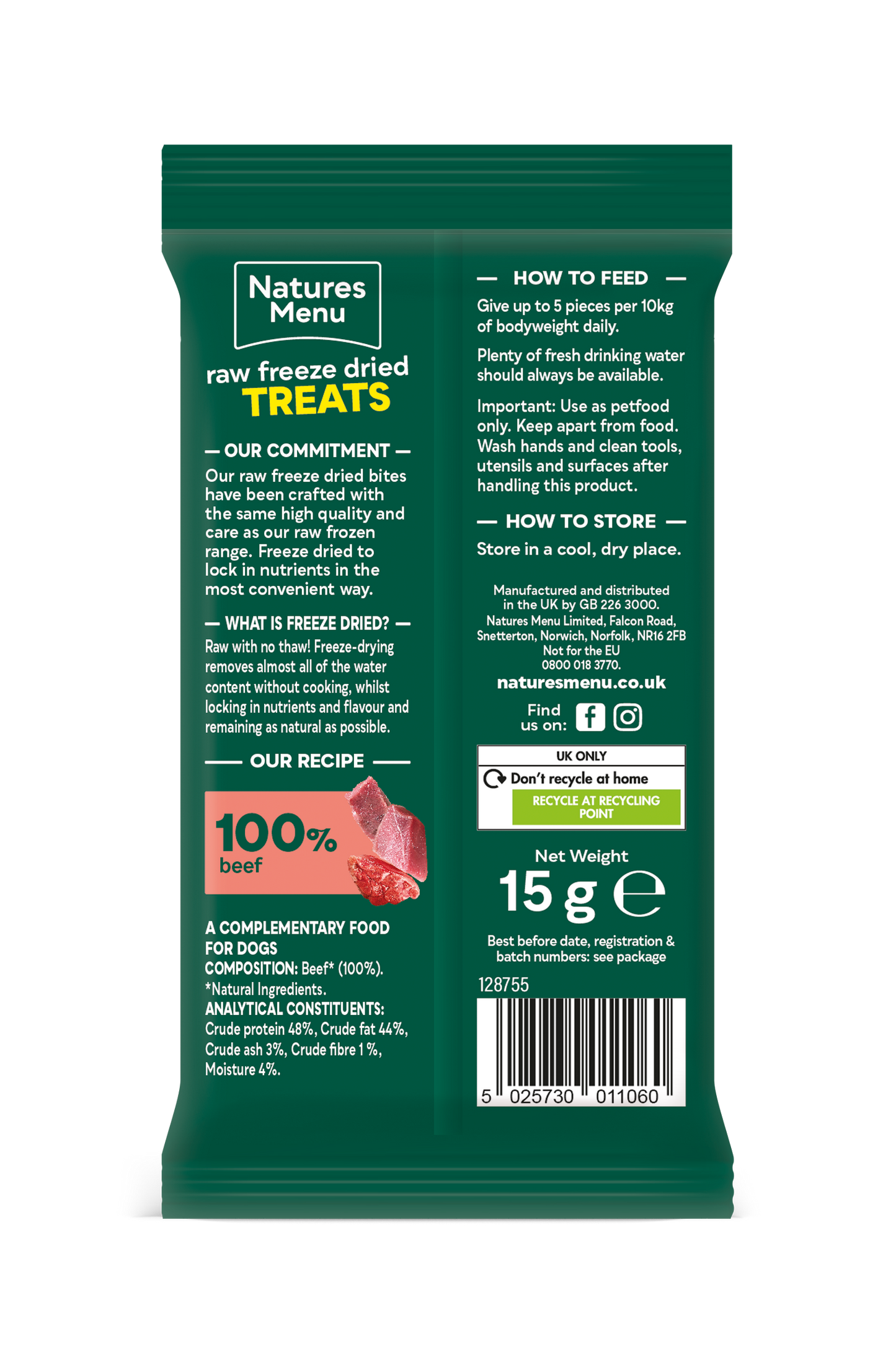 Natures Menu Freeze Dried Beef Meat Bites 15g