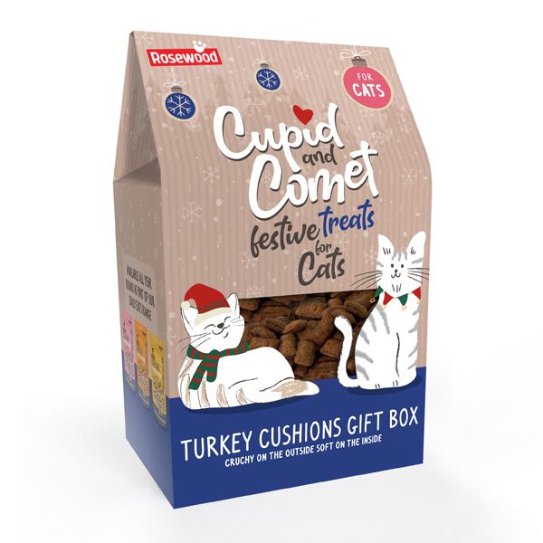 Christmas Rosewood Cat Turkey Cushions Gift Box, 180G