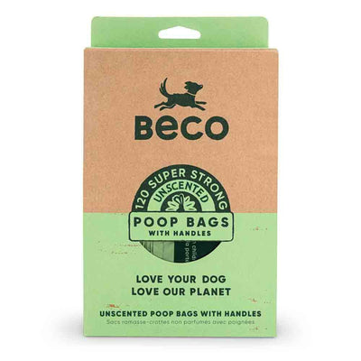 Beco Poop Bags with Handles, Unscented, 120 Pack - Ormskirk Pets