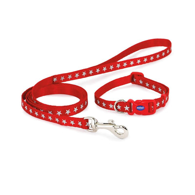 Ancol Small Bite Collar & Lead Reflective Star Red 20cm - 30cm - Ormskirk Pets