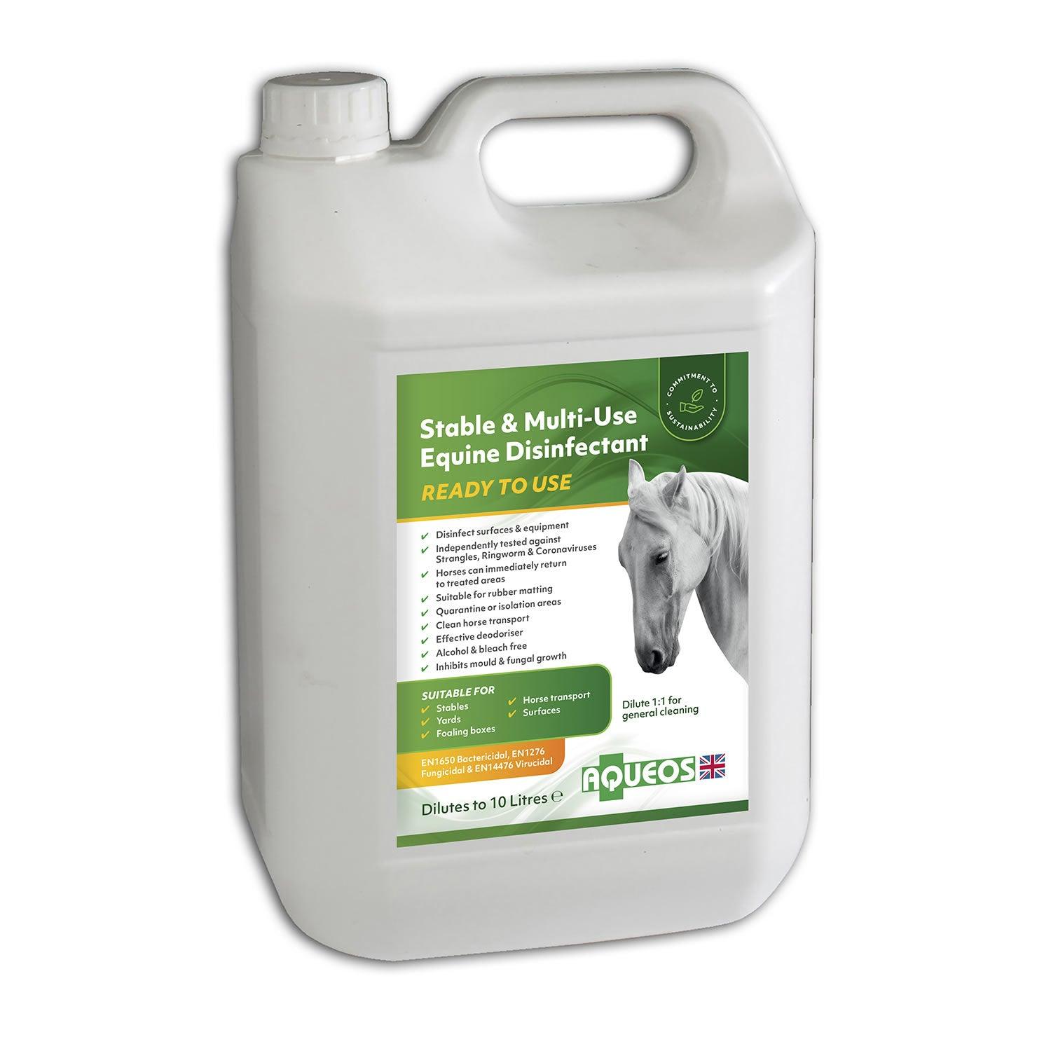 AQUEOS STABLE & MULTI-USE EQUINE DISINFECTANT RTU 5LT - Ormskirk Pets