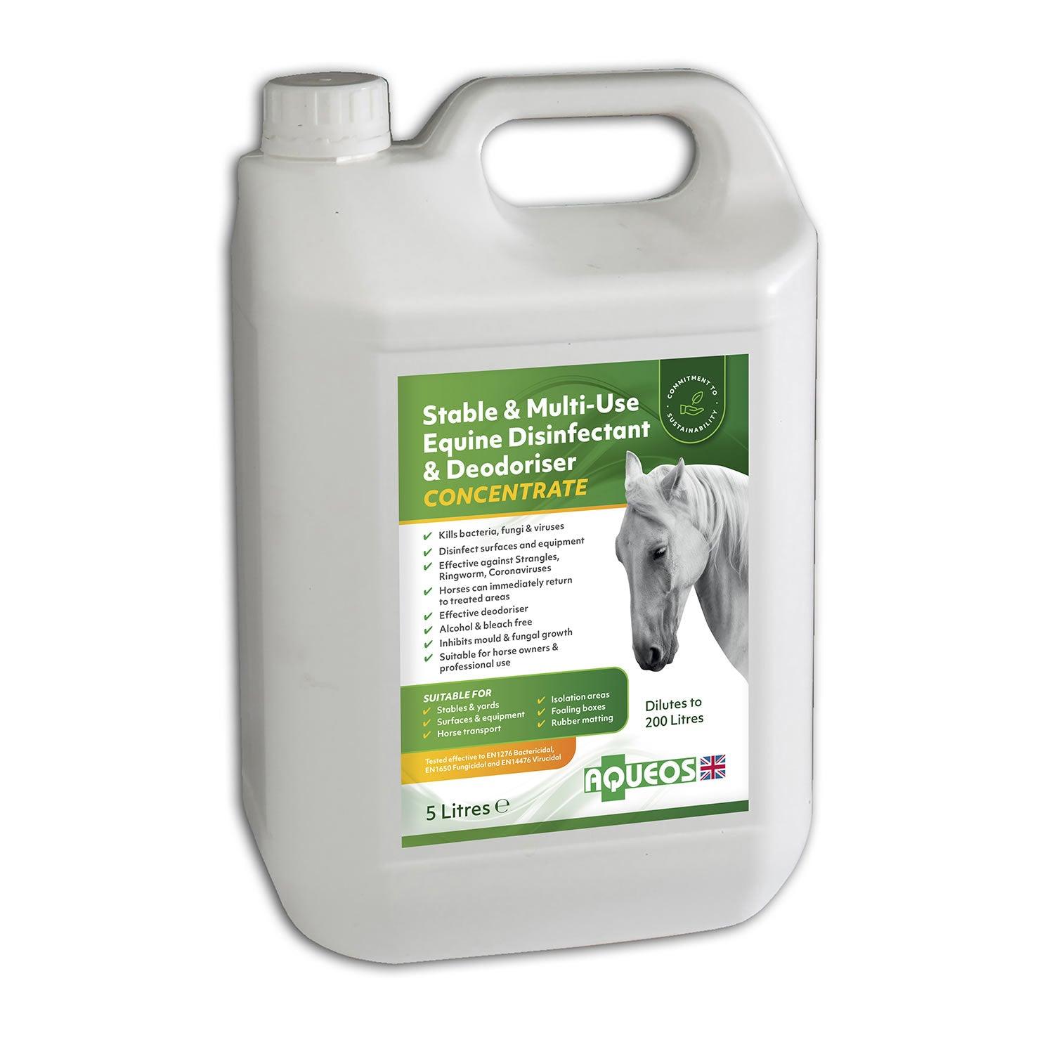 AQUEOS STABLE & MULTI-USE EQUINE DISINFECTANT & DEODORISER 5LT - Ormskirk Pets