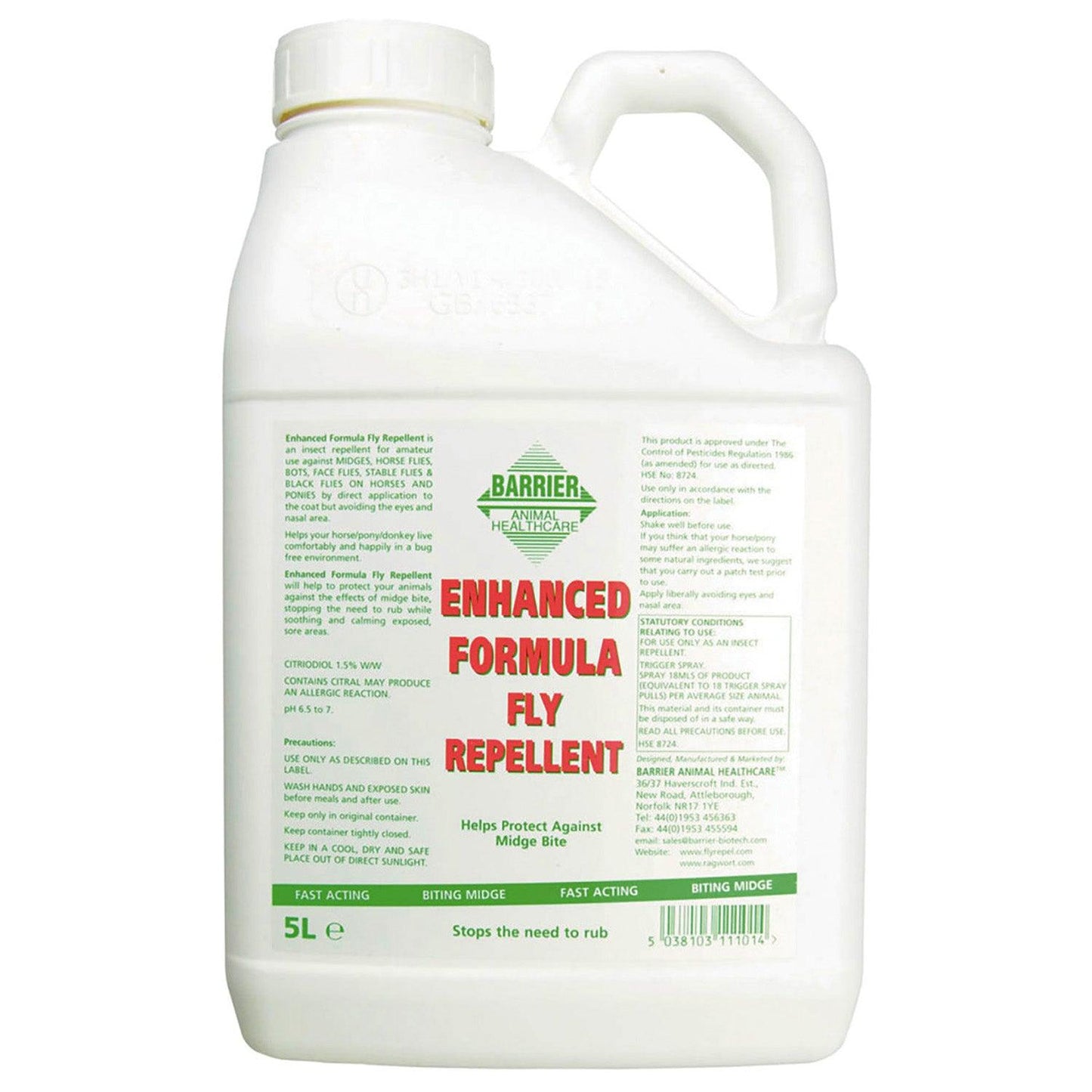 Barrier Enhanced Formula Fly Repellent 5ltr - Ormskirk Pets