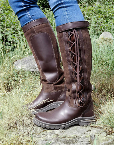 Brogini Winchester Lace Up Country Boots Wide Size 37 (4.5) Brown - Ormskirk Pets