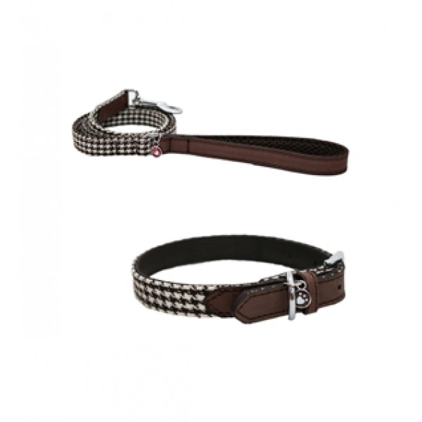 Wag 'n' Walk Fashion Leads Brown Houndstooth 3/4"