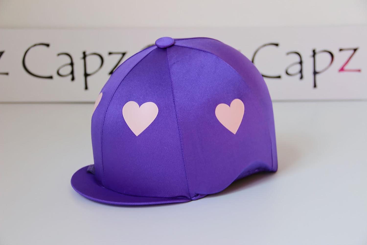 Capz Motif Cap Cover Lycra Heartz Purple/Pink Hearts - Ormskirk Pets