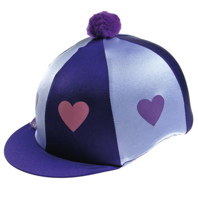 Capz Motif Cap Cover Lycra Heartz & Pom Purple/Lilac Hearts - Ormskirk Pets