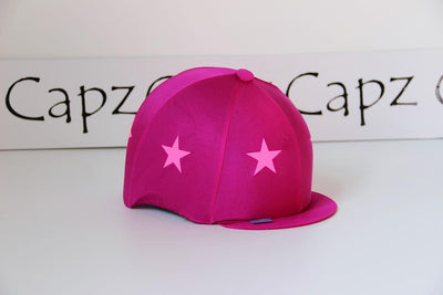 Capz Motif Cap Cover Lycra Starz Cerise/Fluorescent Pink Stars - Ormskirk Pets