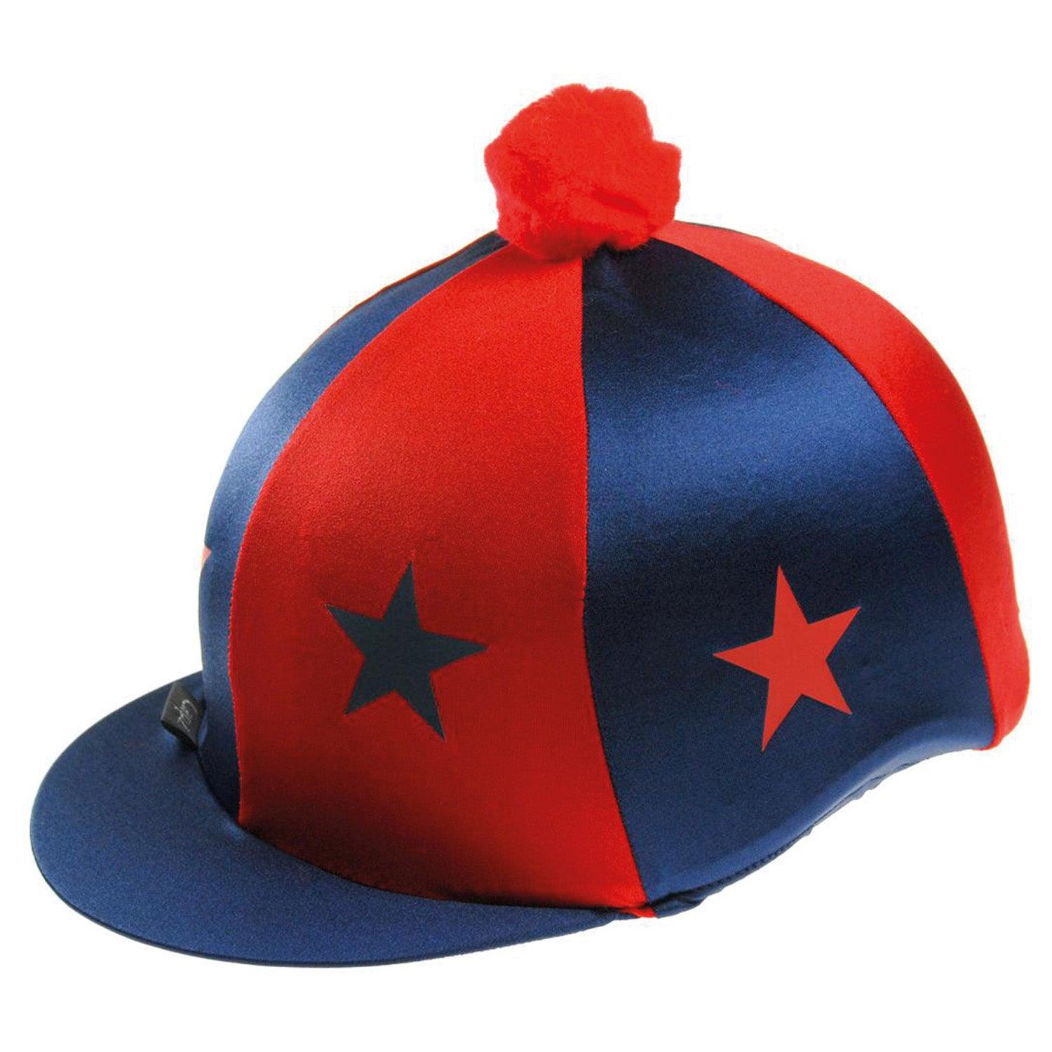 Capz Motif Cap Cover Lycra Starz & Pom Navy/Red Stars - Ormskirk Pets