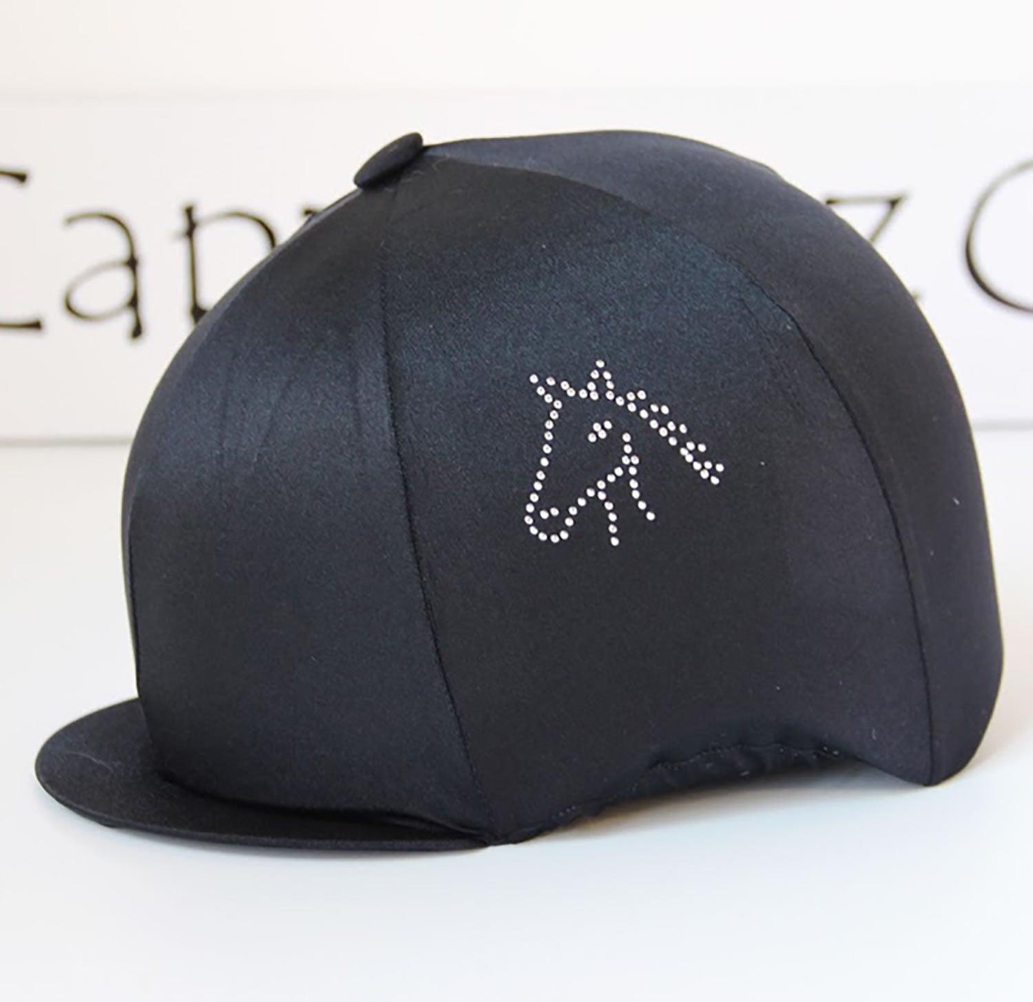 Capz Diamondz Cap Cover Lycra Horse Head Black - Ormskirk Pets