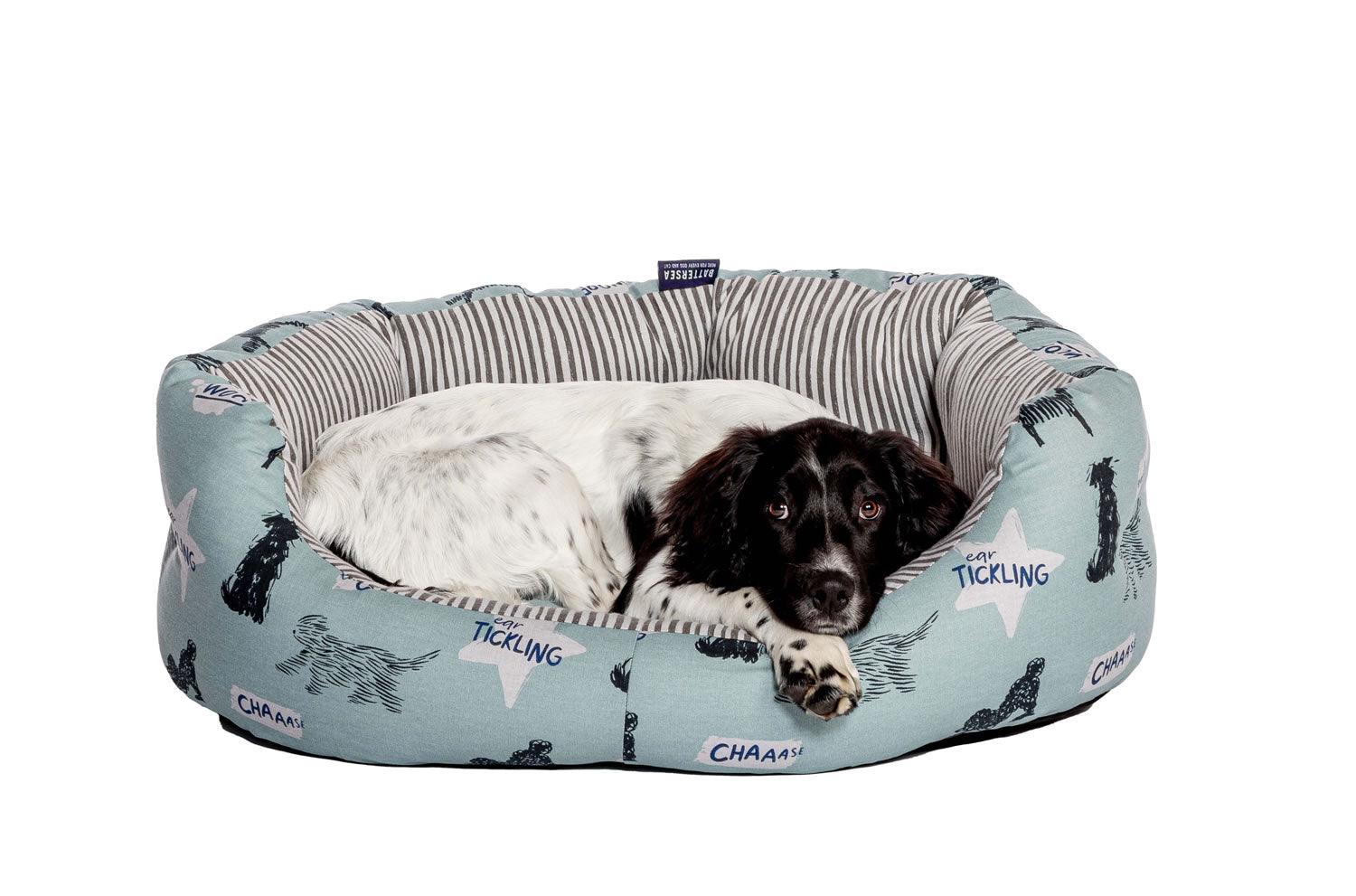 Danish Design Battersea Playful Dogs Deluxe Slumber Bed 101 Cm (40") Blue - Ormskirk Pets