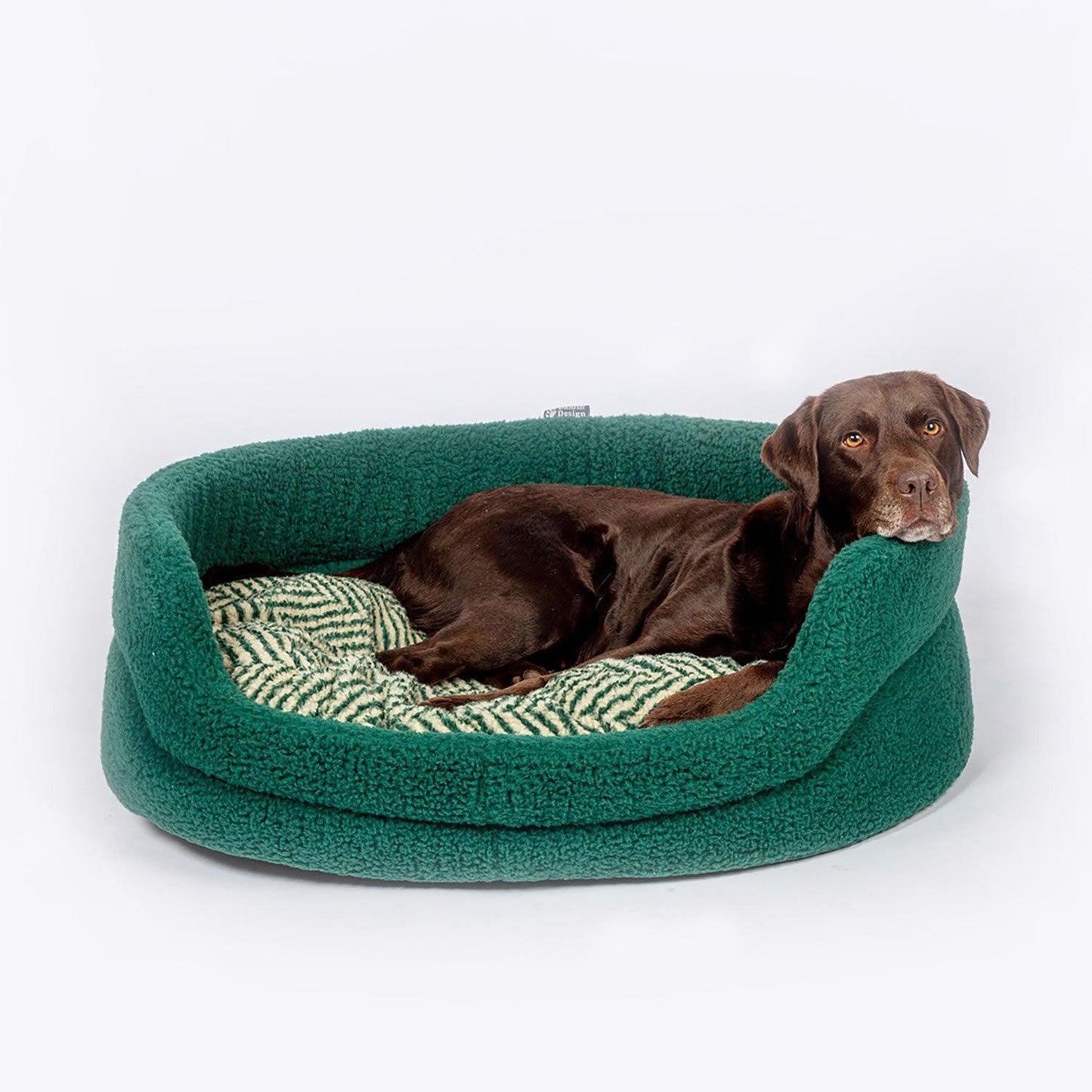 DANISH DESIGN GREEN HERRINGBONE FLEECE SLUMBER BED - Ormskirk Pets