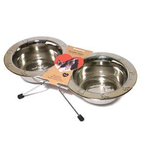 Rosewood Paw Embossed Wire Double Diner Small - Ormskirk Pets