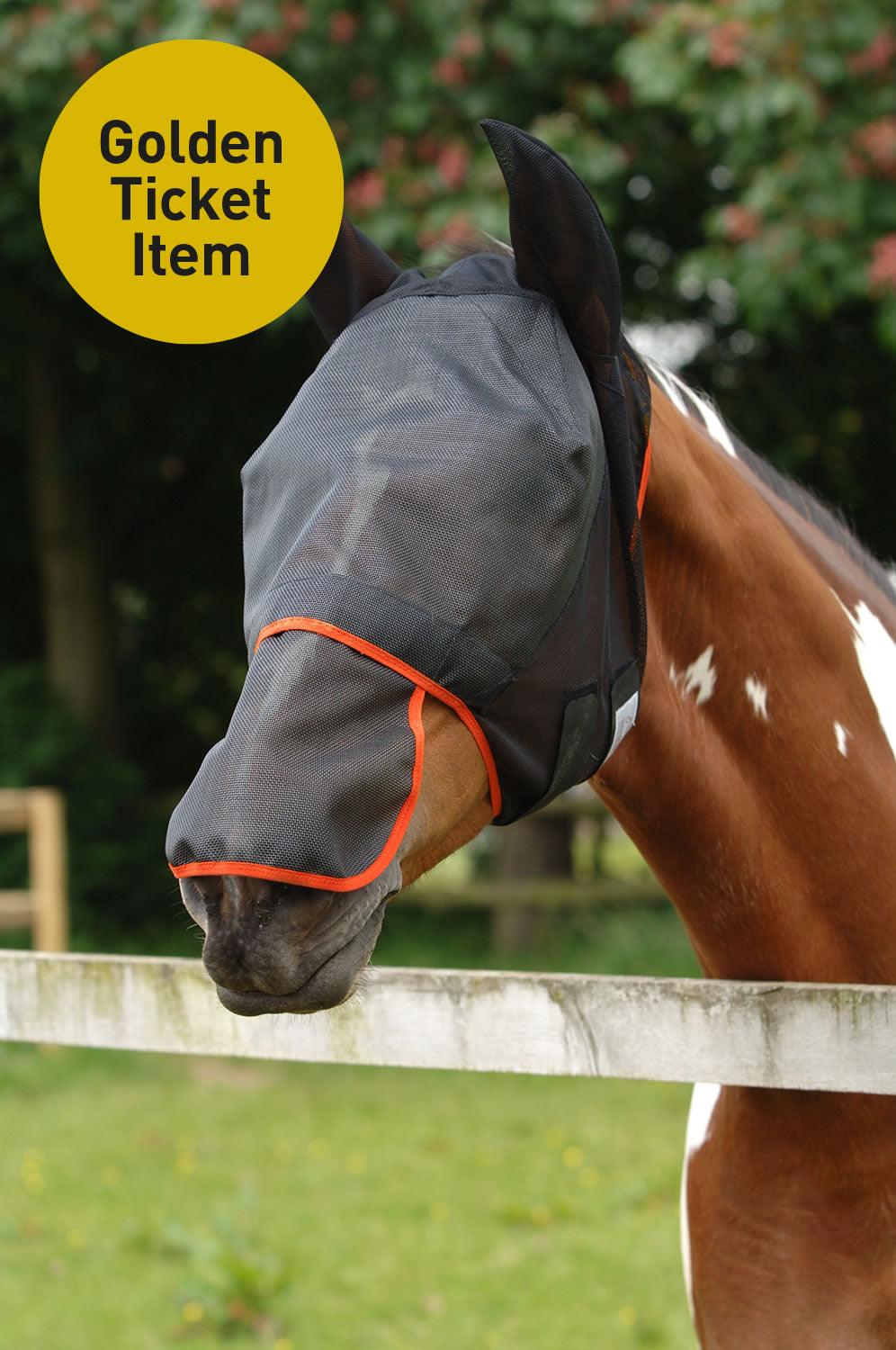 Equilibrium Field Relief Max Fly Mask Black/Orange Xsmall - Ormskirk Pets