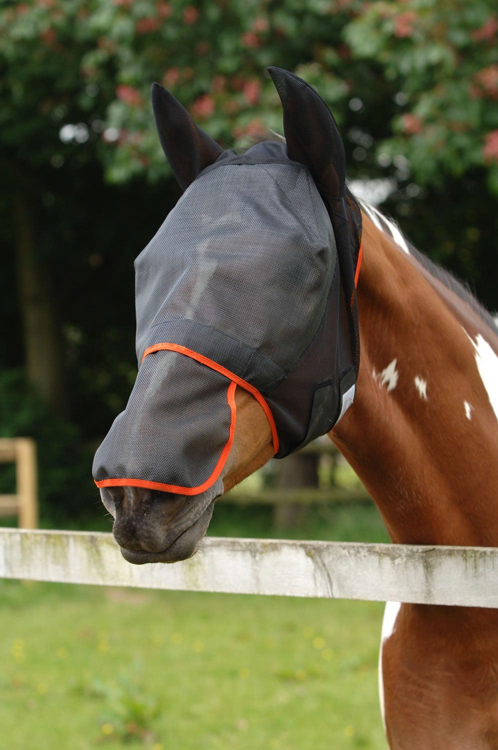 Equilibrium Field Relief Max Fly Mask Black/Orange Large - Ormskirk Pets