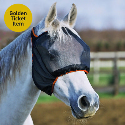 Equilibrium Field Relief Midi Fly Mask No Ears Black/Orange Xxsmallblack/Orange - Ormskirk Pets