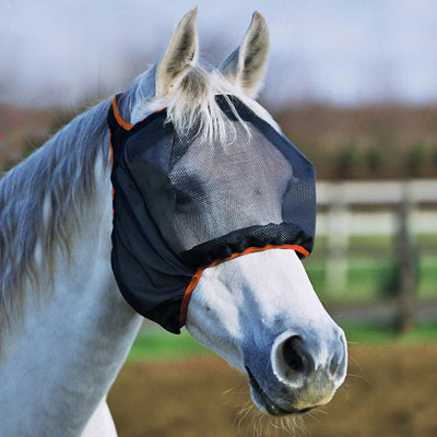 Equilibrium Field Relief Midi Fly Mask No Ears Black/Orange Xsmall - Ormskirk Pets