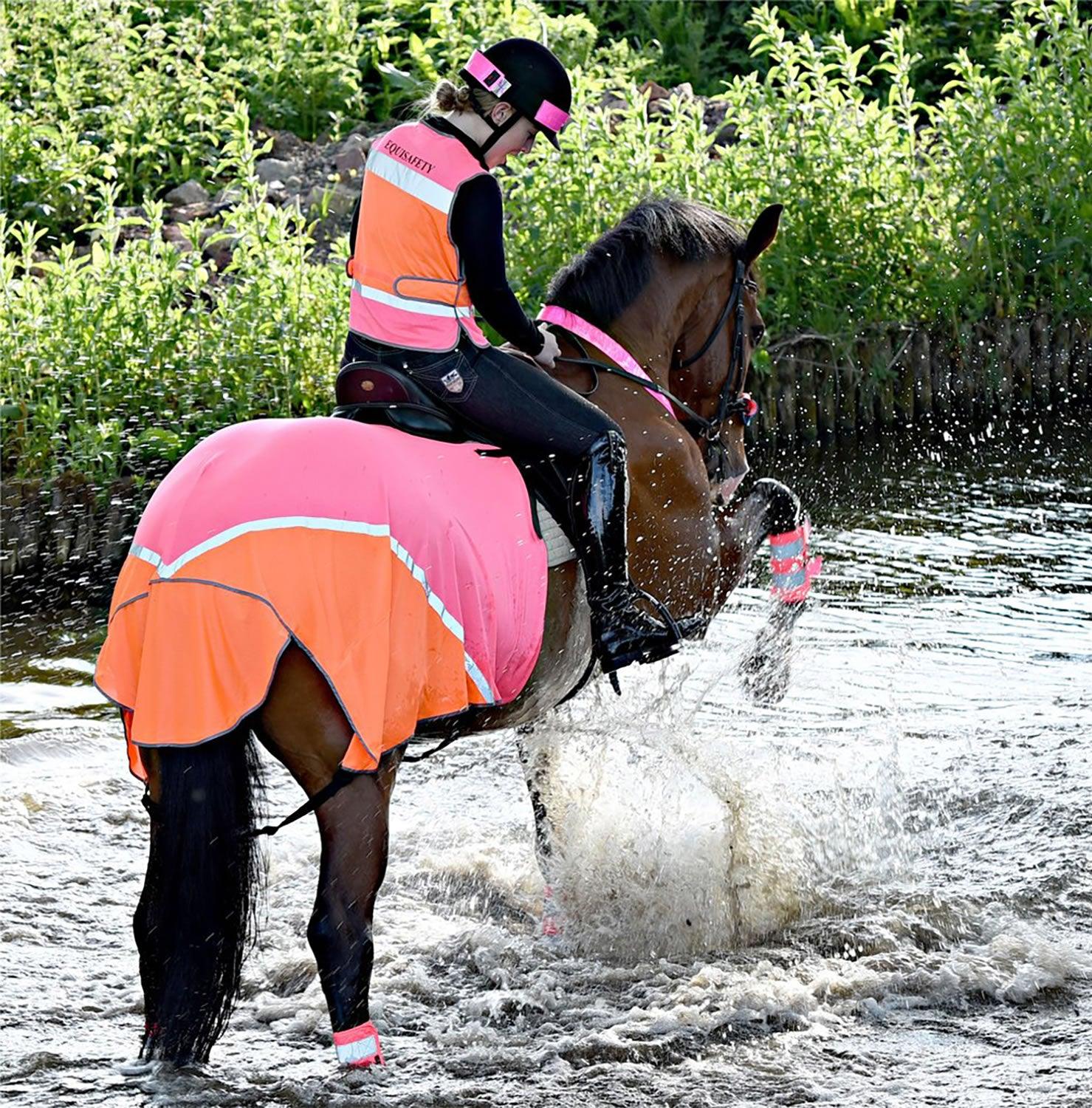 EQUISAFETY BREATHABLE MESH QUARTER SHEET PINK/ORANGE - Ormskirk Pets