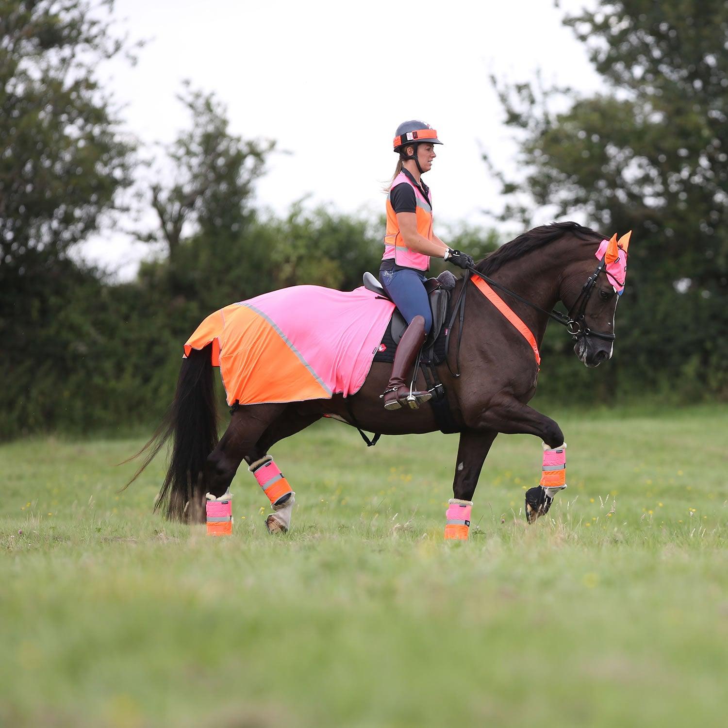 EQUISAFETY BREATHABLE MESH QUARTER SHEET PINK/ORANGE - Ormskirk Pets